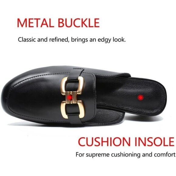 🆕Women's Black Fabric Loafers Backless Mules Round Toe Slip On Flats Casual - Picture 3 of 7